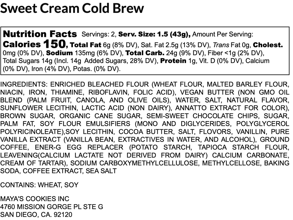 Sweet Cream Cold Brew (6 cookies)
